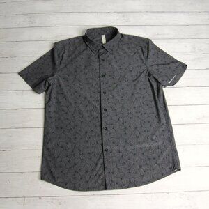 Stylus Men's Button Down Casual Dress Shirt Size M Short Sleeve Gray